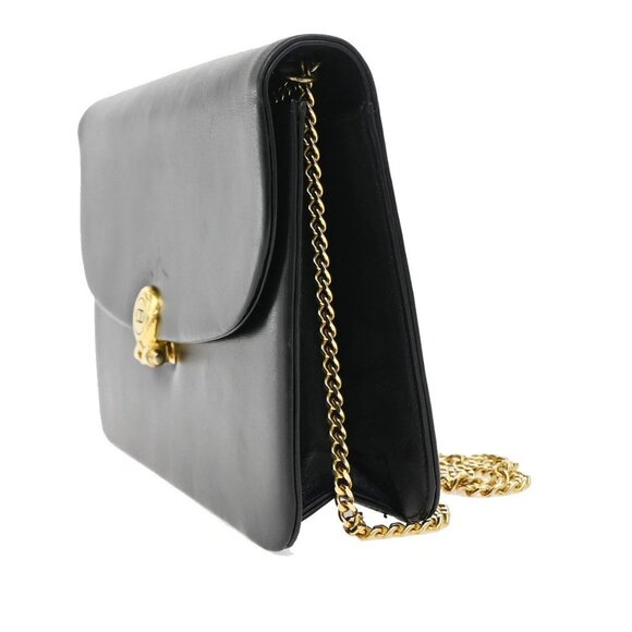 CHRISTIAN DIOR Logo Chain Shoulder Bag Leather Black GHW France 73KB440 - Picture 2 of 14